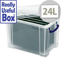 Really Useful Filing Box Plastic with 10 Foolscap Suspension Files 24 Litre W270mm x D465mm x H290mm