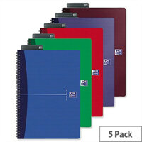 Oxford Office A5 Notebook Wirebound Soft Cover Assorted Pack 5 Oxford Office A5 Notebook Wirebound Soft Cover Assorted Pack 5