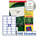 Avery LR7160-100 Address Laser Labels 21 per Sheet Recycled 63.5 x 38.1mm 2100 Labels Avery LR7160-100 Address Laser Labels 21 per Sheet Recycled 63.5 x 38.1mm 2100 Labels