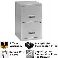 Pierre Henry A4 2 Drawer Steel Filing Cabinet Lockable Silver Pierre Henry A4 2 Drawer Steel Filing Cabinet Lockable Silver