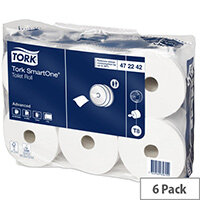 Tork White SmartOne Dispenser Toilet Paper Tissue Rolls 2 Ply 200m Pack of 6 472242 Tork White SmartOne Dispenser Toilet Paper Tissue Rolls 2 Ply 200m Pack of 6 472242