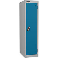 Probe 1 Door Low Locker Hasp & Staple Lock Extra Depth ACTIVECOAT W305xD460xH1220mm Silver Blue Probe 1 Door Low Locker Hasp & Staple Lock Extra Depth ACTIVECOAT W305xD460xH1220mm Silver Blue