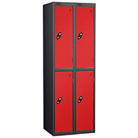 Probe 2 Door Extra Deep Locker ACTIVECOAT W305xD460xH1780mm Nest of 2 Black Body & Red Doors By Lion Steel Probe 2 Door Extra Deep Locker ACTIVECOAT W305xD460xH1780mm Nest of 2 Black Body & Red Doors By Lion Steel