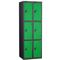 Probe 3 Door Extra Deep Locker Nest of 2 Black Body Green Doors By Lion Steel Probe 3 Door Extra Deep Locker Nest of 2 Black Body Green Doors By Lion Steel