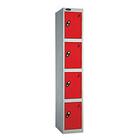 Probe 4 Door Locker ACTIVECOAT W305xD305xH1780mm Silver Body Red Doors Probe 4 Door Locker ACTIVECOAT W305xD305xH1780mm Silver Body Red Doors