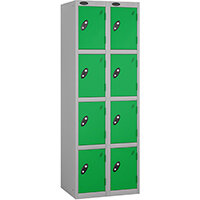 Probe 4 Door Locker Nest of 2 Silver Body Green Door By Lion Steel Probe 4 Door Locker Nest of 2 Silver Body Green Door By Lion Steel