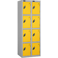 Probe 4 Door Locker Nest of 2 Silver Body Yellow Door By Lion Steel Probe 4 Door Locker Nest of 2 Silver Body Yellow Door By Lion Steel