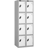 Probe 4 Door Locker Nest of 2 Silver Body White Door By Lion Steel Probe 4 Door Locker Nest of 2 Silver Body White Door By Lion Steel