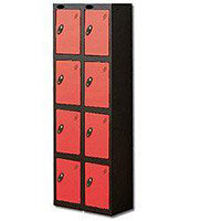 Probe 4 Door Locker Extra Deep Nest of 2 Black Body & Red Door By Lion Steel Probe 4 Door Locker Extra Deep Nest of 2 Black Body & Red Door By Lion Steel