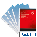 A4 Punched Pockets Plastic Clear Deluxe 70 Micron Pack 100 5 Star A4 Punched Pockets Plastic Clear Deluxe 70 Micron Pack 100 5 Star