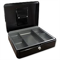 5 Star Key Lock Cash Box Compact 8 Inch 200x160x70mm Anthracite Black 5 Coin Compartments