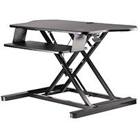 StarTech.com Corner Sit Stand Desk Converter with Keyboard Tray - Large Surface (35 Inches x 21 Inches) - Height Adjustable Ergonomic Desktop/Tabletop Standing Workstation - Supports Dual Monitors