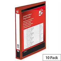 Red 4 Ring Presentation Binder PVC 25mm A4 5 Star Pack 10