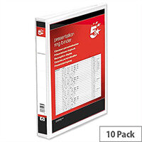 2 Ring Presentation Ring Binder PVC 25mm A4 White 36112 Pack 10 5 Star