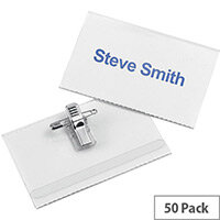 5 Star Office Name Badge Landscape with Combi-Clip 54x90mm Pack 50 5 Star Office Name Badge Landscape with Combi-Clip 54x90mm Pack 50