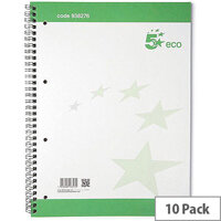 5 Star Eco  A4  Spiral Pad Punched 4 Holes Ruled  Pack 10