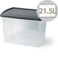 5 Star Elite 21.5 Litre Plastic Storage Clip Box Clear with Black Lid 5 Star Elite 21.5 Litre Plastic Storage Clip Box Clear with Black Lid