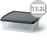 5 Star Elite 13.2 Litre Plastic Storage Clip Box Clear with Black Lid 5 Star Elite 13.2 Litre Plastic Storage Clip Box Clear with Black Lid