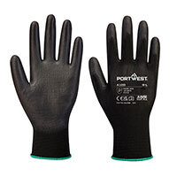 Portwest A120 PU Palm Glove - Black, Large, Lightweight and Flexible