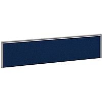 Straight Fabric Upholstered Office Desk Screen 1600mmx380mm - Blue Fabric With Silver Aluminium Frame