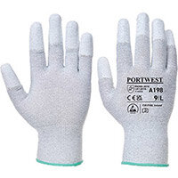 Portwest A198 Antistatic PU Fingertip Glove Grey Medium