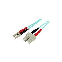 STARTECH 2m Fiber Optic Cable 10 Gb Aqua Multimode Duplex 50/125 LSZH LC/SC OM3 LC to SC Fiber Patch Cable Fiber Optic