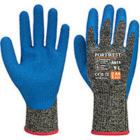 Portwest A611 Aramid HR Cut Latex Glove Black & Blue Medium