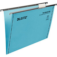 Leitz Ultimate Clenched Bar Suspension Files Foolscap V-Base Blue Pack of 50 Leitz Ultimate Clenched Bar Suspension Files Foolscap V-Base Blue Pack of 50