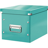 Leitz Box Click & Store Cube Medium Storage Box Ice Blue Leitz Box Click & Store Cube Medium Storage Box Ice Blue