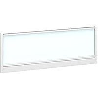 Straight Glazed Office Desk Screen 1000mmx380mm - Polar White With White Aluminium Frame