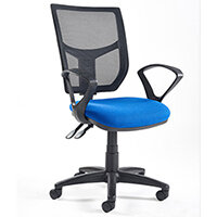 Altino 2 lever high mesh back operators chair with fixed arms - blue