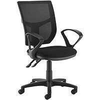 Altino 2 Lever High Mesh Back Operators Chair With Fixed Arms - Black