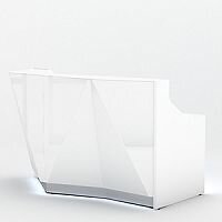 ALPA Straight Reception Desk with White Glass Front and Right Curve End W1835xD946xH1100mm ALPA Straight Reception Desk with White Glass Front and Right Curve End W1835xD946xH1100mm
