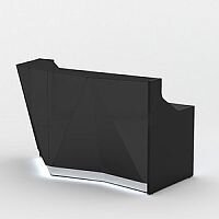 ALPA Straight Reception Desk with Black Glass Front and Right Curve End W1835xD946xH1100mm ALPA Straight Reception Desk with Black Glass Front and Right Curve End W1835xD946xH1100mm