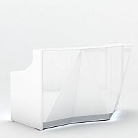 ALPA Straight Reception Desk with White Glass Front and Left Curve End W1835xD946xH1100mm ALPA Straight Reception Desk with White Glass Front and Left Curve End W1835xD946xH1100mm
