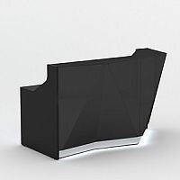 ALPA Straight Reception Desk with Black Glass Front and Left Curve End W1835xD946xH1100mm ALPA Straight Reception Desk with Black Glass Front and Left Curve End W1835xD946xH1100mm
