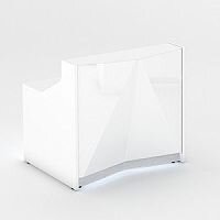 ALPA Small Straight Reception Desk with White Glass Front W1256xD946xH1100mm ALPA Small Straight Reception Desk with White Glass Front W1256xD946xH1100mm