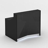 ALPA Small Straight Reception Desk with Black Glass Front W1256xD946xH1100mm ALPA Small Straight Reception Desk with Black Glass Front W1256xD946xH1100mm