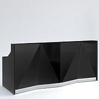 ALPA Straight Reception Desk with Black Glass Front W2456xD946xH1100mm ALPA Straight Reception Desk with Black Glass Front W2456xD946xH1100mm
