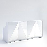 ALPA Straight Reception Desk with White Glass Front W2456xD946xH1100mm ALPA Straight Reception Desk with White Glass Front W2456xD946xH1100mm