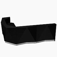 ALPA Curved Reception Desk with Black Glass Front and Right Return W3135xD2514xH1100mm ALPA Curved Reception Desk with Black Glass Front and Right Return W3135xD2514xH1100mm