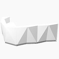 ALPA Curved Reception Desk with White Glass Front and Right Return W3135xD2514xH1100mm ALPA Curved Reception Desk with White Glass Front and Right Return W3135xD2514xH1100mm