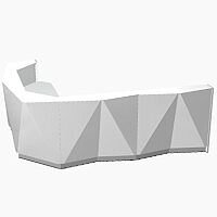 ALPA Curved Reception Desk with Silver Glass Front and Right Return W3135xD2514xH1100mm ALPA Curved Reception Desk with Silver Glass Front and Right Return W3135xD2514xH1100mm