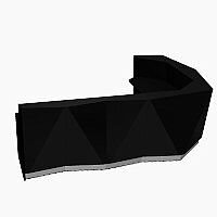 ALPA Curved Reception Desk with Black Glass Front and Left Return W3135xD2514xH1100mm ALPA Curved Reception Desk with Black Glass Front and Left Return W3135xD2514xH1100mm