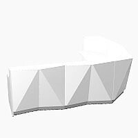 ALPA Curved Reception Desk with White Glass Front and Left Return W3135xD2514xH1100mm ALPA Curved Reception Desk with White Glass Front and Left Return W3135xD2514xH1100mm