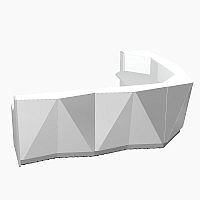 ALPA Curved Reception Desk with Silver Glass Front and Left Return W3135xD2514xH1100mm ALPA Curved Reception Desk with Silver Glass Front and Left Return W3135xD2514xH1100mm