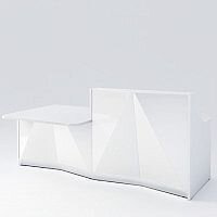 ALPA Straight Reception Desk with White Glass Front & Right Low Level Section W2456xD1200xH1100mm ALPA Straight Reception Desk with White Glass Front & Right Low Level Section W2456xD1200xH1100mm