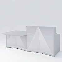 ALPA Straight Reception Desk with Silver Glass Front & Right Low Level Section W2456xD1200xH1100mm ALPA Straight Reception Desk with Silver Glass Front & Right Low Level Section W2456xD1200xH1100mm