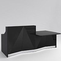 ALPA Straight Reception Desk with Black Glass Front & Left Low Level Section W2456xD1200xH1100mm ALPA Straight Reception Desk with Black Glass Front & Left Low Level Section W2456xD1200xH1100mm