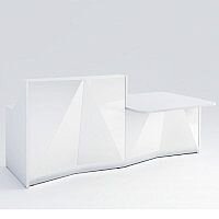 ALPA Straight Reception Desk with White Glass Front & Left Low Level Section W2456xD1200xH1100mm ALPA Straight Reception Desk with White Glass Front & Left Low Level Section W2456xD1200xH1100mm